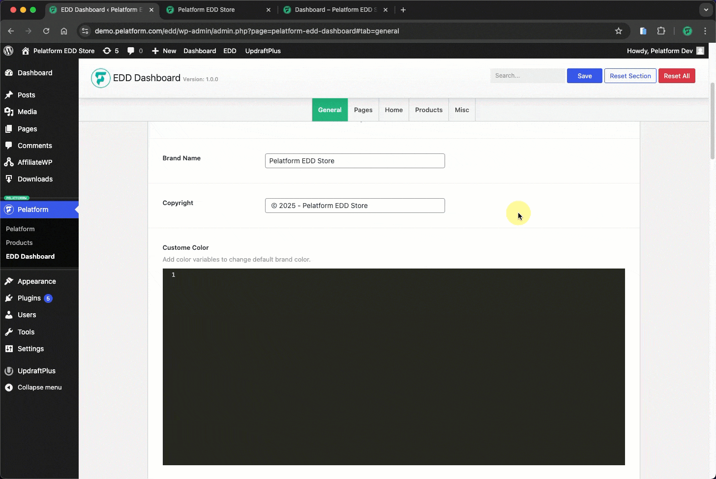 Custom Color EDD Dashboard