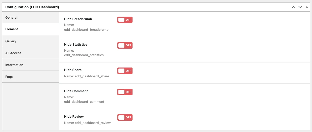 Element Product EDD Dashboard