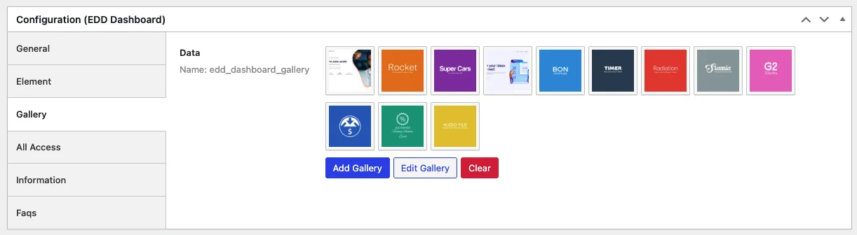 Gallery Product EDD Dashboard