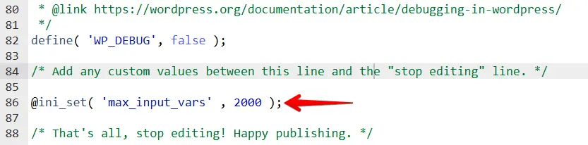 add code max_input_vars in wp-config file